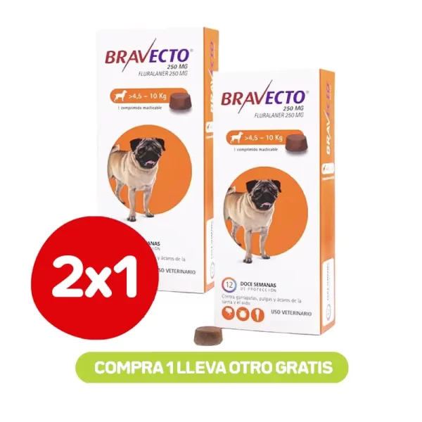 Pack 2x1 Bravecto 3M Perros 4,5 a 10 kg