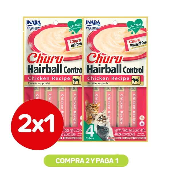 Pack 2x1 Churu Hairball Control Chicken Recipe 56 Gr