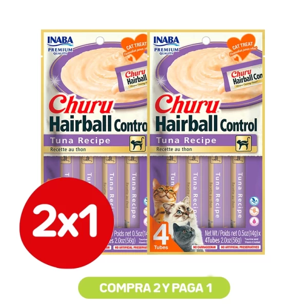 Pack 2x1 Churu Hairball Control Tuna Recipe 56 Gr