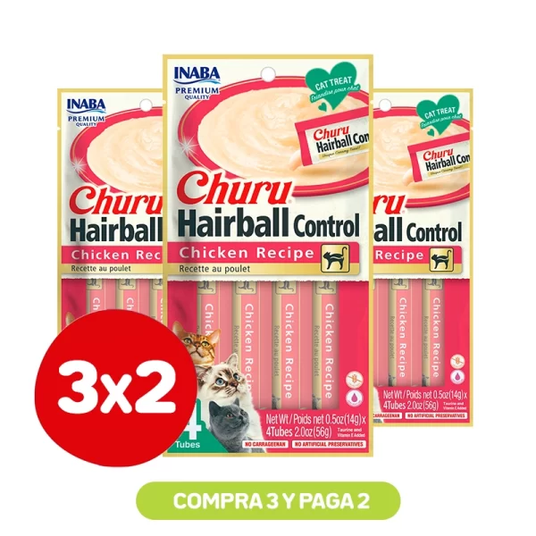 Pack 3x2 Churu Hairball Control Chicken Recipe 56 Gr