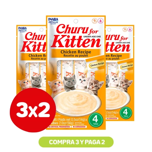Pack 3x2 Churu Kitten Chicken Recipe 56 Gr