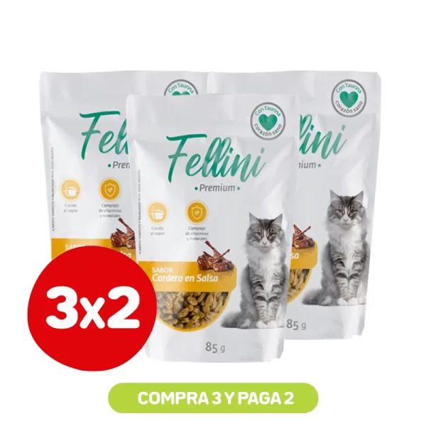 Pack 3x2 Fellini Cordero en Salsa 85 Gr