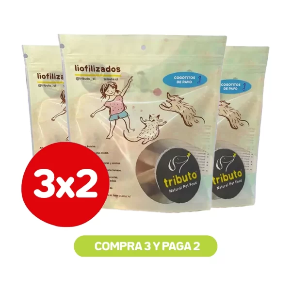 Pack 3x2 Tributo Snack Liofilizado Cogotito de pavo