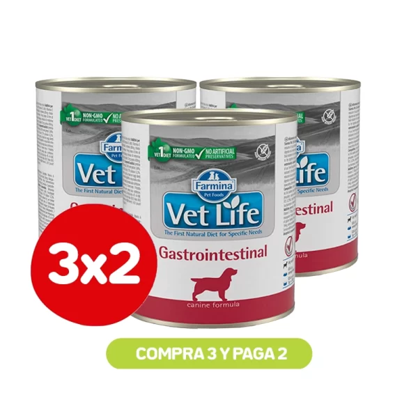 Pack 3x2 Vetlife WF Dog Gastrointestinal 300 Gr