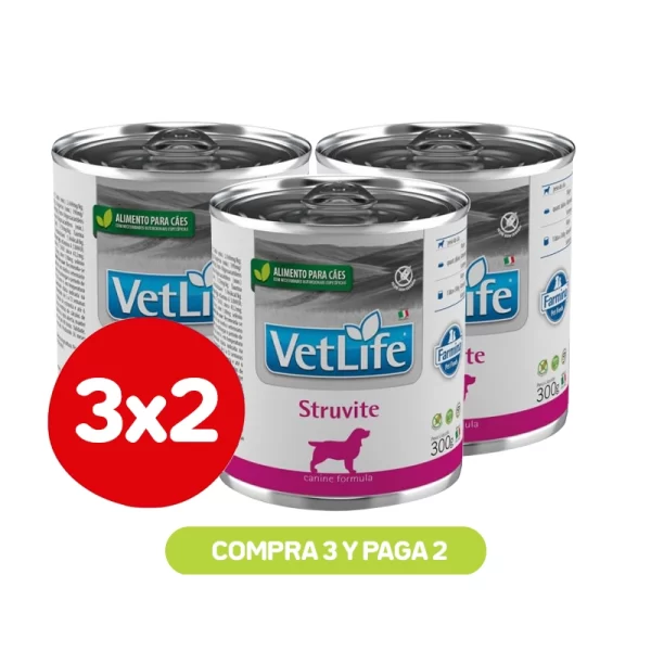 Pack 3x2 Vetlife WF Dog Struvite 300 GR
