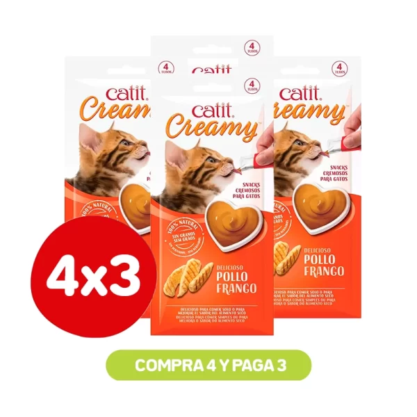 Pack 4x3 Catit Creamy Pollo 40 Gr