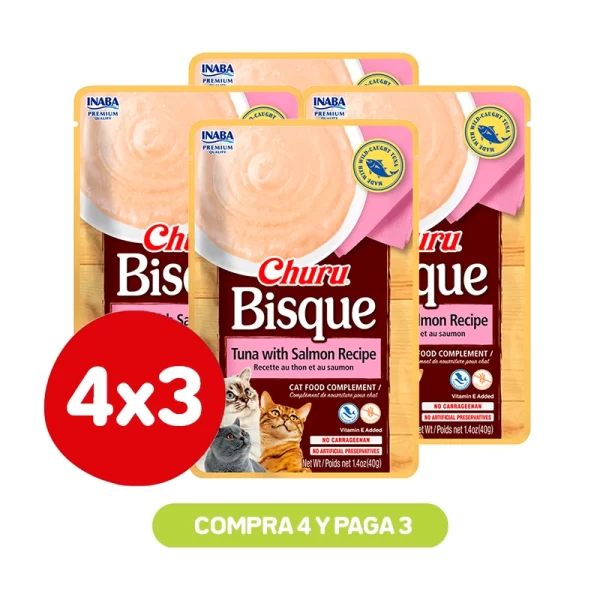 Pack 4x3 Churu Bisque Tuna with Salmon 40 Gr