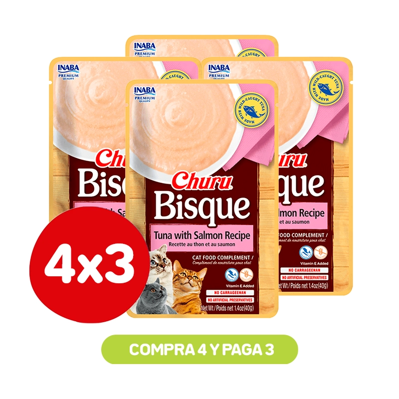Pack 4x3 Churu Bisque Tuna with Salmon 40 Gr Pack 4x3 Churu Bisque Tuna with Salmon 40 Gr