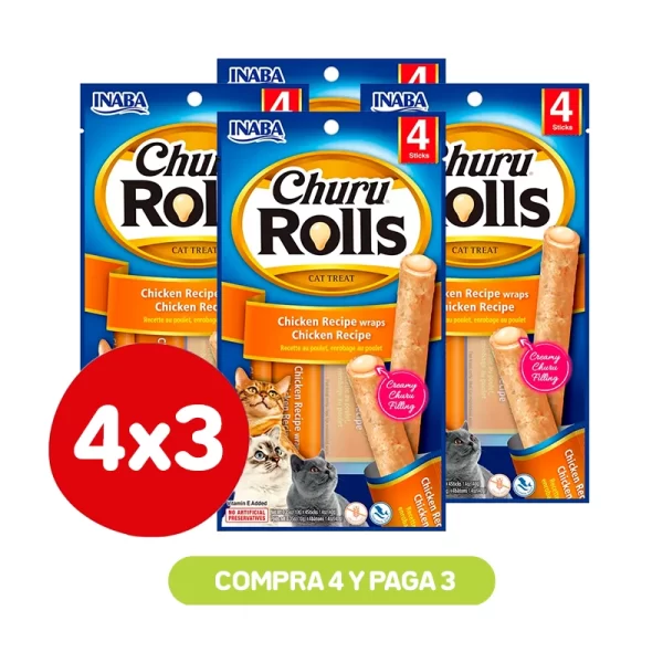 Pack 4x3 Churu Rolls Chicken Wraps
