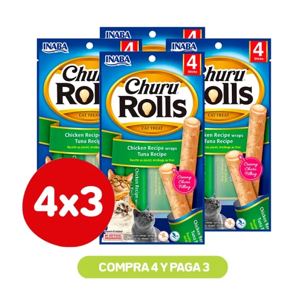 Pack 4x3 Churu Rolls Chicken Wraps Tuna