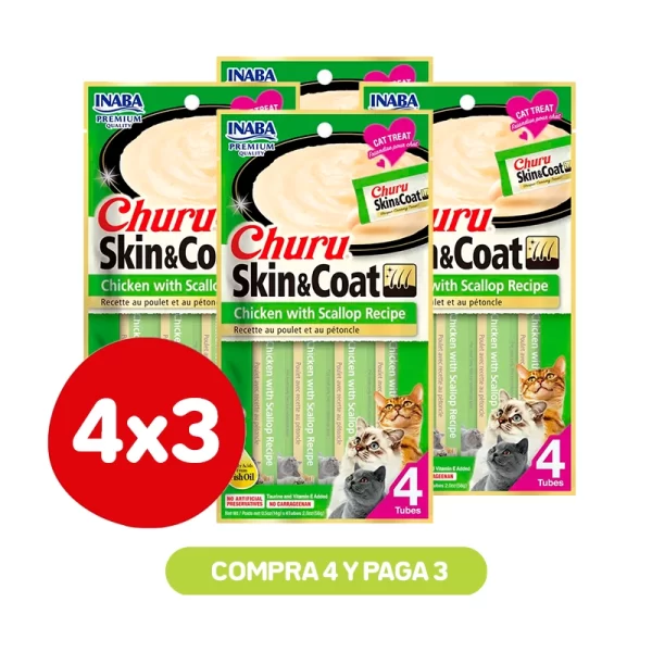 Pack 4x3 Churu Skin Coat Chicken With Scallop