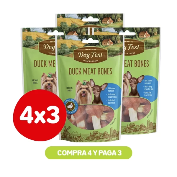 Pack 4x3 Dog Fest Huesitos con Pato 55 gr