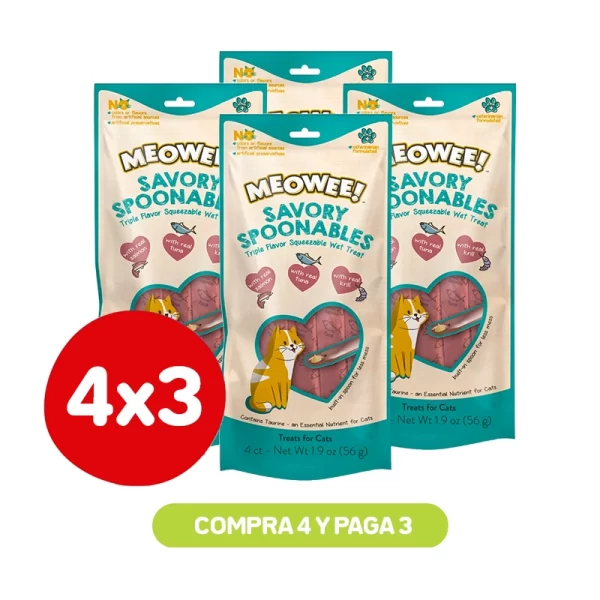 Pack 4x3 Meowee Spoon Salmon Tuna and Shrimp 4Tb