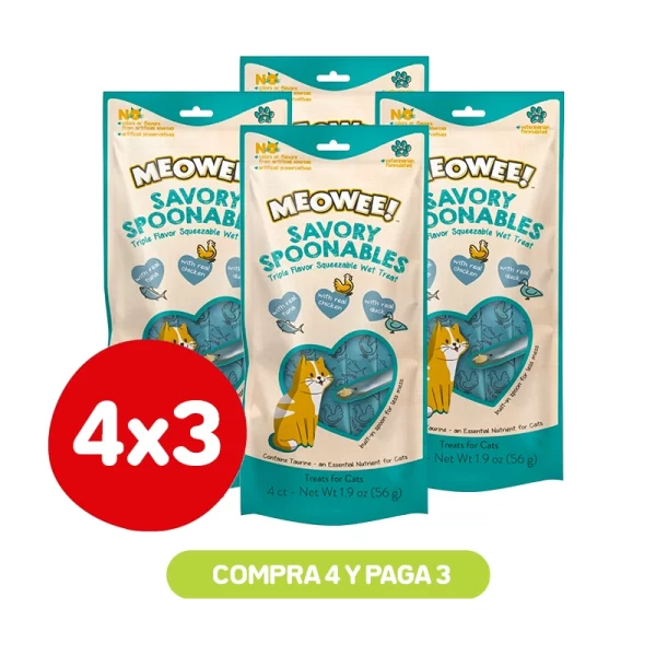 Pack 4x3 Meowee Spoon Tuna Chicken and Duck 4Tb