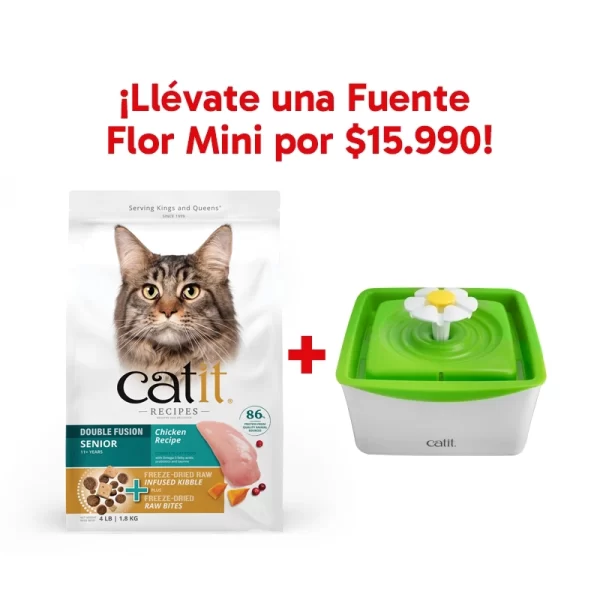 Pack Catit Recipes Senior 1.8 Kg + Fuente Flor Mini