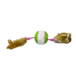 Juguete Para Gato Pelota Ovillo Plumas Con Cascabel