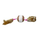 Juguete Para Gato Pelota Ovillo Plumas Con Cascabel