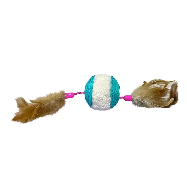 Juguete Para Gato Pelota Ovillo Plumas Con Cascabel