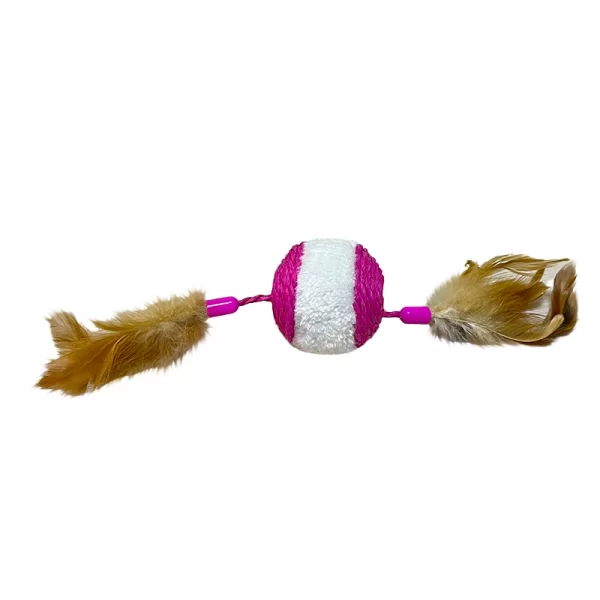Juguete Para Gato Pelota Ovillo Plumas Con Cascabel