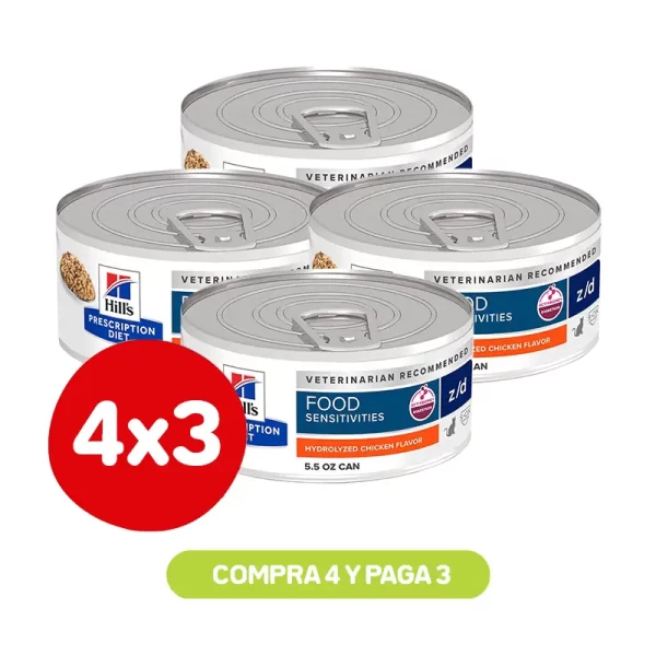 Pack 4x3 Hill's Prescription Lata ZD Felino 156 Gr