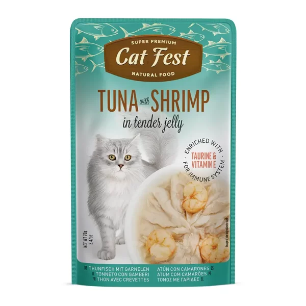 Cat Fest Filetes de Atún con Camarón en Gelatina 70 Gr