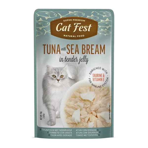Cat Fest Filetes de Atún con Dorado en Gelatina 70 Gr
