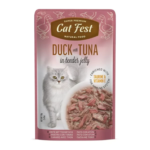 Cat Fest Filetes de Pato con Atún en Gelatina 70 Gr