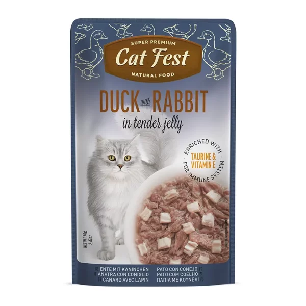 Cat Fest Filetes de Pato con Conejo en Gelatina 70 Gr