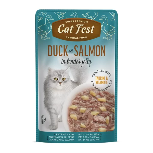 Cat Fest Filetes de Pato con Salmón en Gelatina 70 Gr