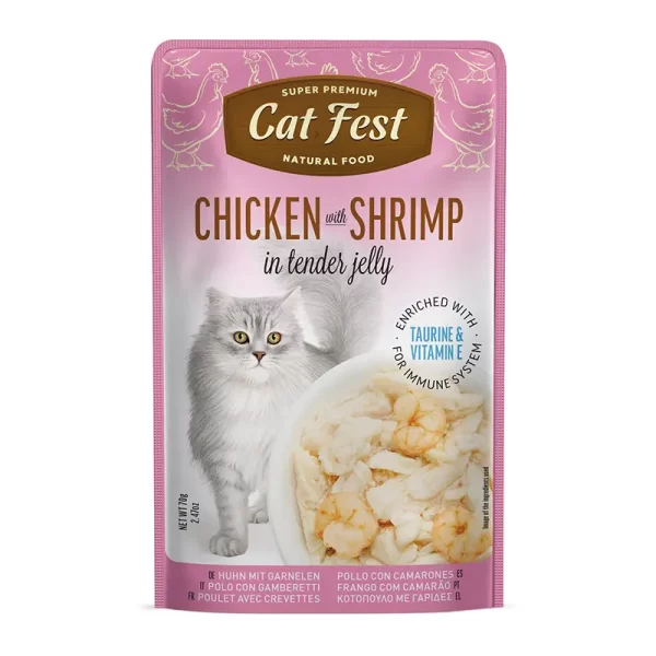 Cat Fest Filetes de Pollo con Camarón en Gelatina 70 Gr