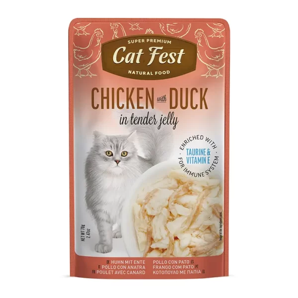 Cat Fest Filetes de Pollo con Pato en Gelatina 70 Gr