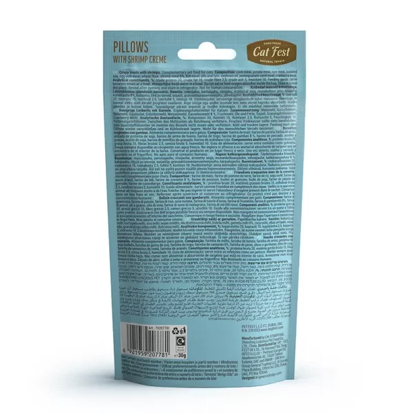 Cat Fest Pillows Snack Relleno de Crema de Camarón 30 Gr