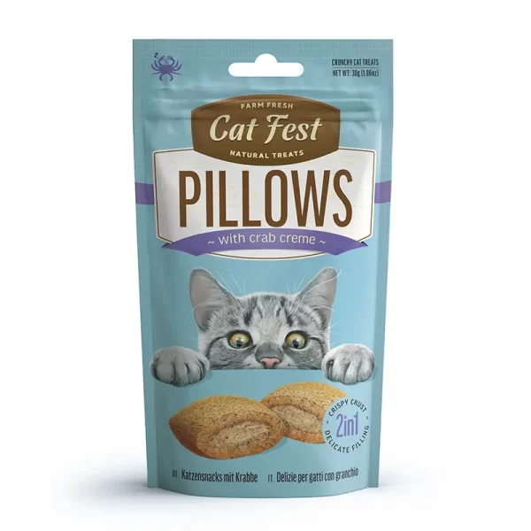Cat Fest Pillows Snack Relleno de Crema de Cangrejo 30 Gr