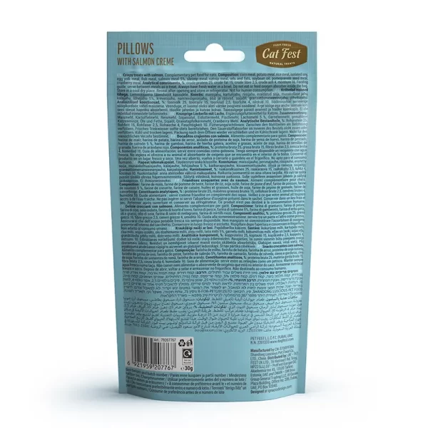 Cat Fest Pillows Snack Relleno de Crema de Salmón 30 Gr