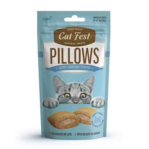 Cat Fest Pillows Snack Relleno de Crema de Salmón 30 Gr