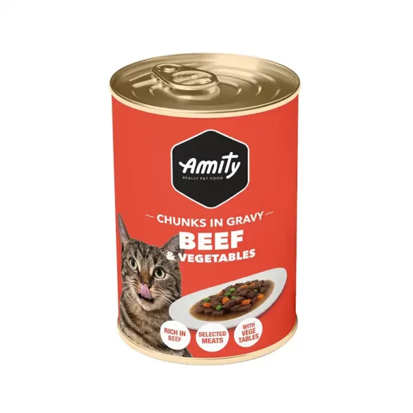 Latas Amity Chunks Beef & Vegetable Adult Cat Wet Food 415 Gr