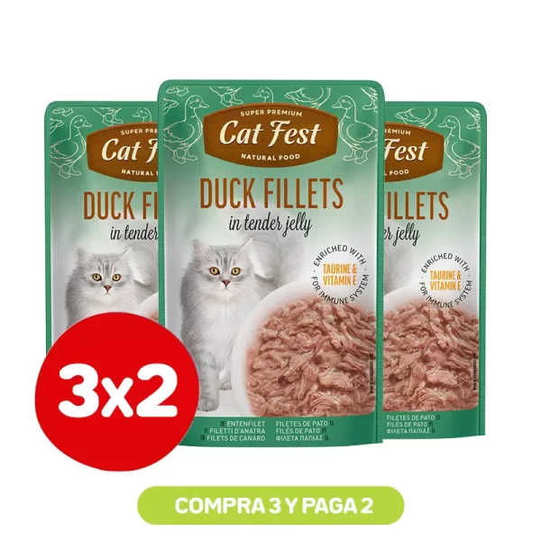 Pack 3X2 Cat Fest Filetes De Pato En Gelatina 70 Gr