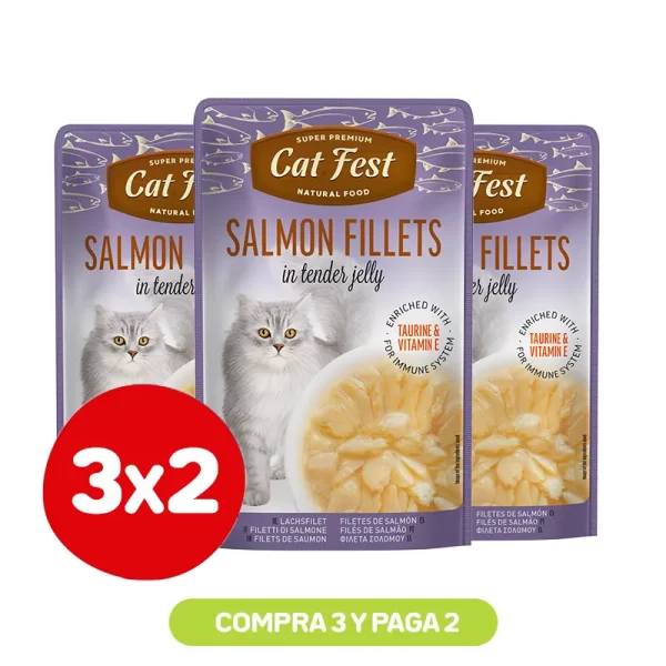Pack 3X2 Cat Fest Filetes De Salmón En Gelatina 70 Gr