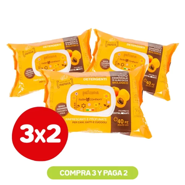 Pack 3X2 Farmcompany Ferribiella Toalla Húmeda Aceite Damasco Y Papaya