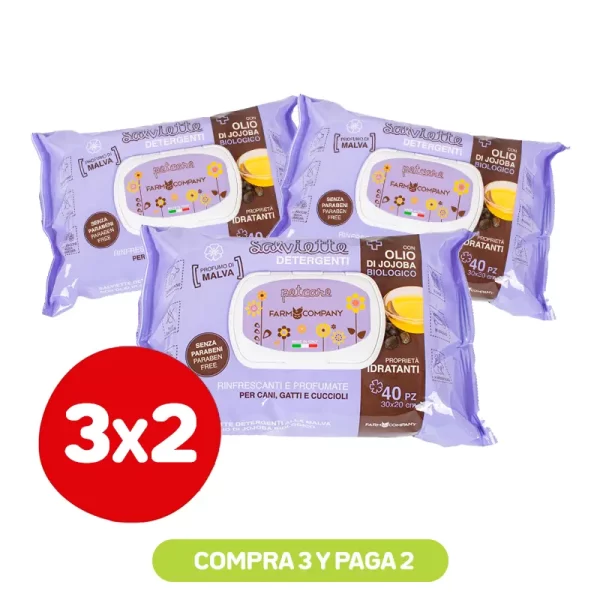 Pack 3X2 Farmcompany Ferribiella Toalla Húmeda Aceite De Jojoba Y Malva
