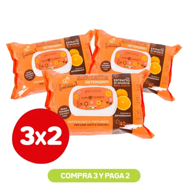 Pack 3X2 Farmcompany Ferribiella Toalla Húmeda Aceite De Naranja Y Orquidea