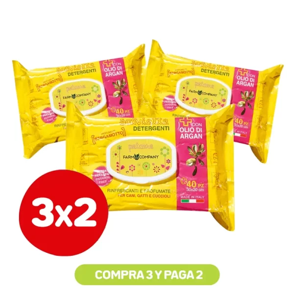 Pack 3X2 Farmcompany Toalla Húmeda Aceite De Argán Y Bergamota