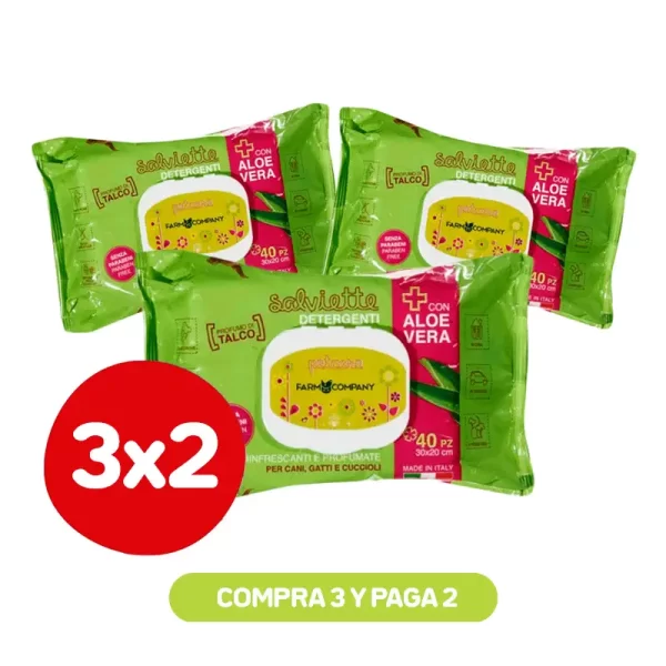 Pack 3X2 Farmcompany Toalla Humeda Aloe Vera