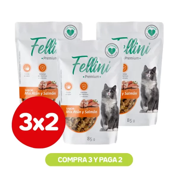 Pack 3X2 Fellini Mix Atun Y Salmon 85Gr