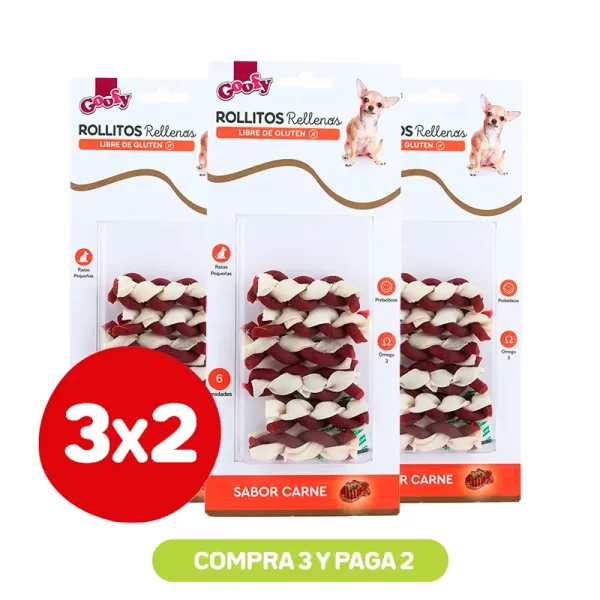 Pack 3X2 Goofy Rollitos Rellenos Razas Pequeñas 60Gr