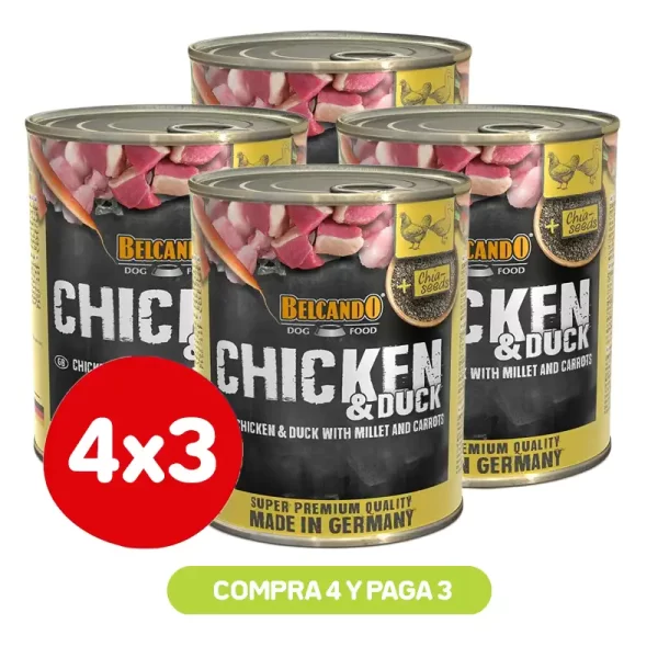 Pack 4X3 Belcando Pollo Con Pato Mijo Y Zanahorias 800G