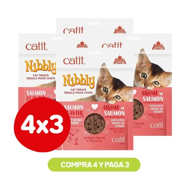 Pack 4X3 Catit Nibbly Snack Salmon 90Gr