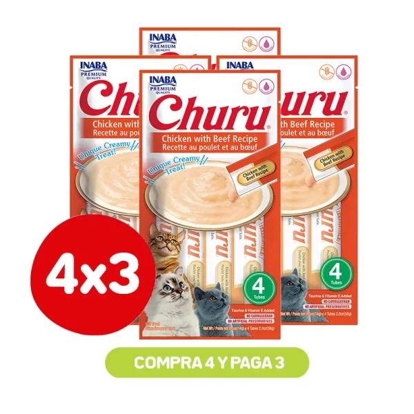 Pack 4X3 Churu Chicken With Beef 56 Gr