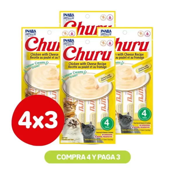 Pack 4X3 Churu Chicken With Cheese 56 Gr