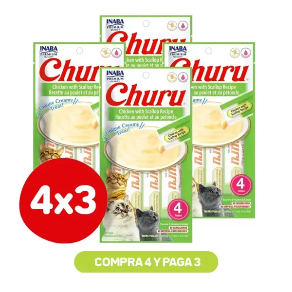 Pack 4X3 Churu Chicken With Scallop 56 Gr
